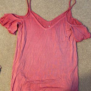 AE Soft & Sexy Pink Tie-Dye Cold Shoulder Top XS